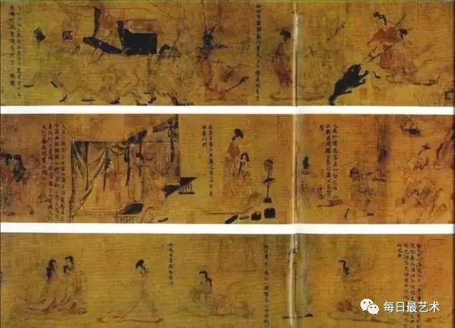 大英博物馆藏的东晋顾恺之绘制《女史箴图》的唐代摹本