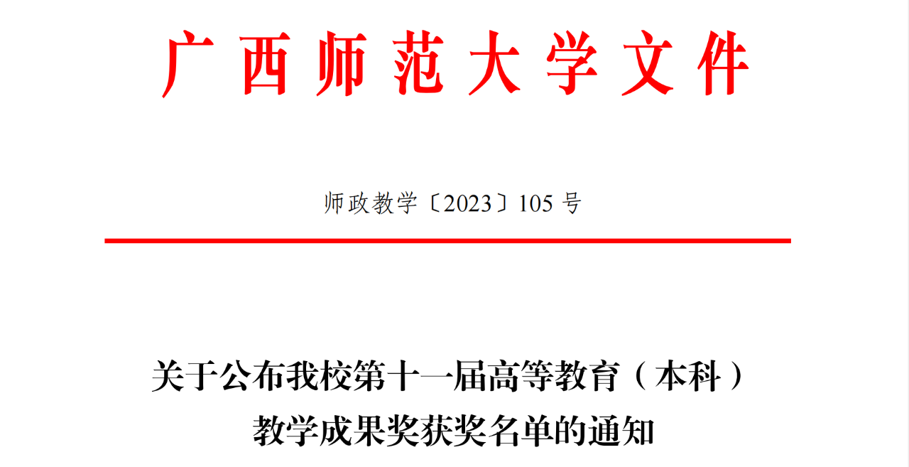 李晟参与项目荣获广西师大高等教育教学成果特等奖